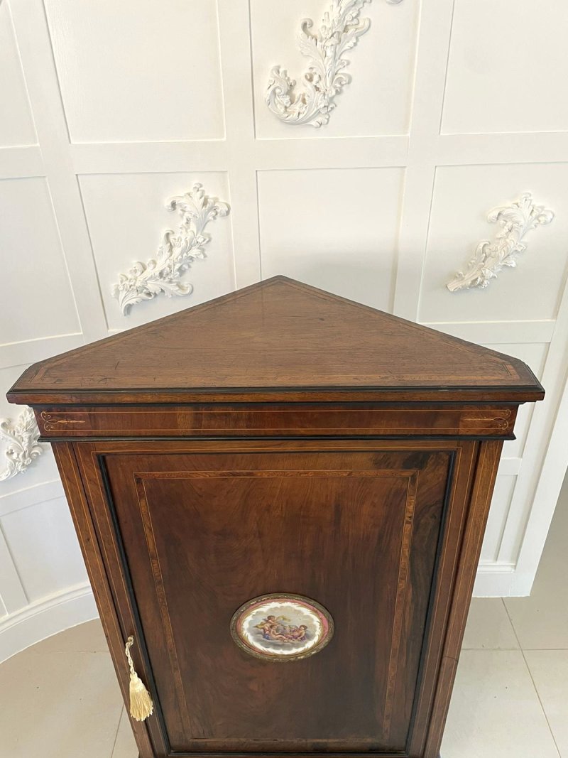 Finest Quality 19th Century Victorian Antique Inlaid Walnut Corner Cabinet - Image 10
